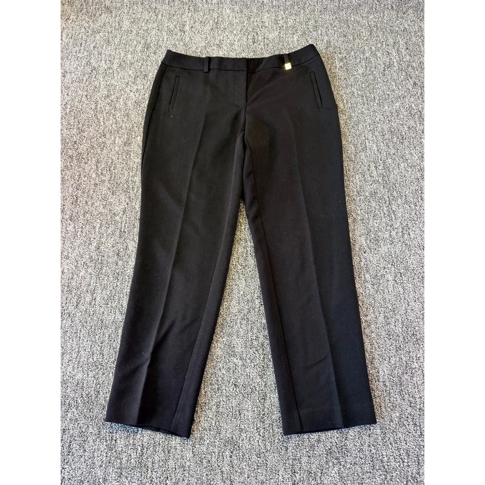 Anne Klein Dress Pants Women 8 Petite Black Low Rise Straight Leg Pockets Formal